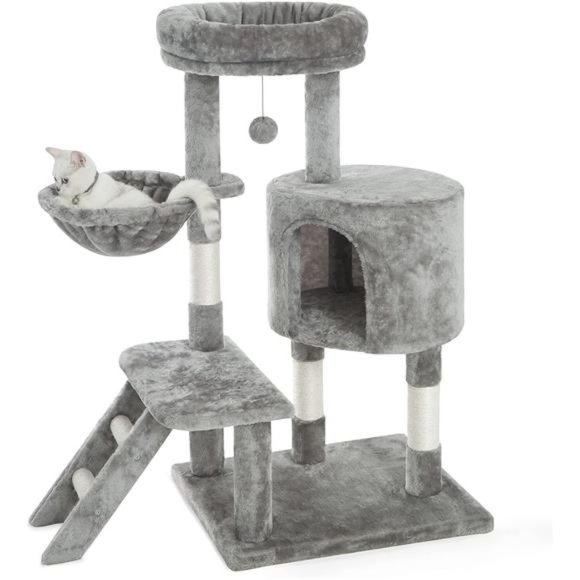40 Inches Cat Tree Kitty Tower with Basket, Top Perch for Small and Medium Cats - Picture 1 of 7